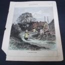 Antique Print HAnd Painted Water Color Signed