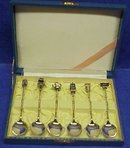 1920's Box of 6 Figural Sterling Spoons
