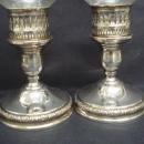Antique Sterling Silver Candlesticks Etched Glass Chimneys Pair International Sterling