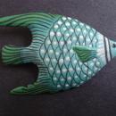 Special Vintage Brooch Pretty Blue Color Fish Hand Painted
