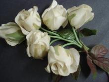Original Vintage Fabric Flowers White Rosebud
