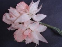 Original Vintage Fabric Flowers, Pink Orchids SIlk and Velevet Corsage