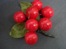 Original Vintage Brooch or Corsage Red Cherries Bunch