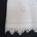 Gorgeous Vintage Towel Damask Towel Lace Border Monogram G