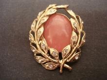 Vintage Scarf Pin Scarf Clip Pink Glass Stone Tiny Rhinestones Signed