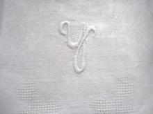 Vintage Embroidered Monogram Towel White Embroidery on Irish White Linen Monogram Y
