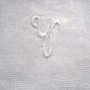 Vintage Embroidered Monogram Towel White Embroidery on Irish White Linen Monogram Y