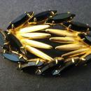 Fantastic Antique Rhinestone Brooch Art Deco Style Black and Gold stones Unique Design
