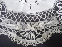 Vintage Fillet Lace Centerpiece Hand Made Exquisite Workmanship Cluny Lace Border Cutwork