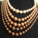 Vintage Pearl Necklace 5 Strand Necklace Beige to Brown Unique Necklace