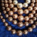 Vintage Pearl Necklace 5 Strand Necklace Beige to Brown Unique Necklace