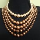 Vintage Pearl Necklace 5 Strand Necklace Beige to Brown Unique Necklace