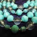 Special Vintage 4 Strand Necklace Turquoise and Clear Color Beads Lucite Beads