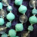 Special Vintage 4 Strand Necklace Turquoise and Clear Color Beads Lucite Beads