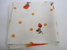 vintage 1950's Floral Tablecloth Roses and Polka Dots