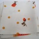 vintage 1950's Floral Tablecloth Roses and Polka Dots