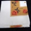 vintage 1950's Floral Tablecloth Roses and Polka Dots