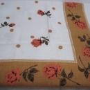 vintage 1950's Floral Tablecloth Roses and Polka Dots