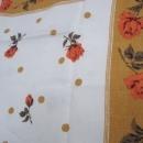 vintage 1950's Floral Tablecloth Roses and Polka Dots