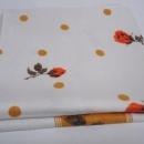vintage 1950's Floral Tablecloth Roses and Polka Dots
