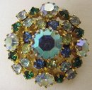 DESIGNERS RHINESTONE BROOCH - IRIDESCENT BLUE
