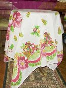 LOVELY VINTAGE CHRISTMAS TABLECLOTH POINSETTIAS /Children