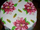 LOVELY VINTAGE CHRISTMAS TABLECLOTH POINSETTIAS /Children