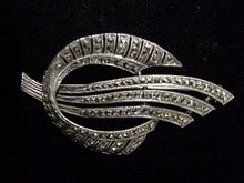 GENUINE MARCASITE DECO STYLE BROOCH
