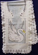 ARTS & CRAFTS EMBROIDERED RUNNER - SWANS
