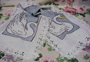 ARTS & CRAFTS EMBROIDERED RUNNER - SWANS