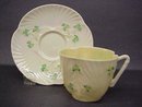 Delicate IRISH BELLEEK CUP and SAUCER - SHAMROCK