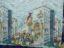 PRINTED - CLOTH - EUROPEAN SCENE