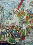PRINTED - CLOTH - EUROPEAN SCENE