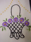 PRETTY VINTAGE EMBROIDERY TOWEL - SATIN STITCH