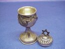 STERLING JUDAICA TINY GOBLET/LID