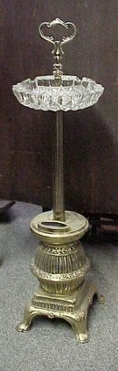 FANCY BRASS/CRYSTAL FLOOR ASHTRAY