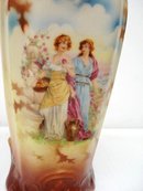 Fantastic Antique Vase Ornate Fancy Handle Raised Decorations Czechoslovakia