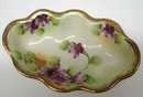 HAND PAINTED OLD OVAL DISH - VIOLETS