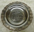 SILVER PLTD,CAKE DISH - ENGRAVED