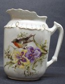 PRETY ANTIQUE JUG - IRISES&TINY BIRD