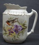 PRETY ANTIQUE JUG - IRISES&TINY BIRD