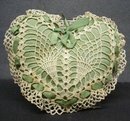LOVELY ANTIQUE PIN CUSHION-LACE&RIBBONS