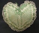 LOVELY ANTIQUE PIN CUSHION-LACE&RIBBONS