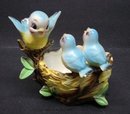 LOVELY FIGURAL PLANTER BLUE BIRD FAMILY