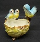 LOVELY FIGURAL PLANTER BLUE BIRD FAMILY