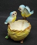 LOVELY FIGURAL PLANTER BLUE BIRD FAMILY