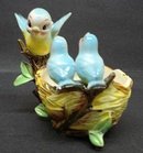 LOVELY FIGURAL PLANTER BLUE BIRD FAMILY