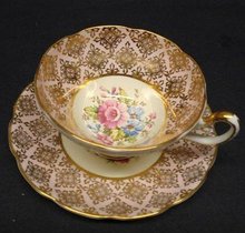 COTTAGE CHIC - GOLD GILT - CUP and SAUCER
