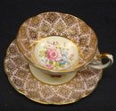 COTTAGE CHIC - GOLD GILT - CUP and SAUCER