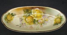 COTTAGE CHIC YELLOW ROSES OVAL DISH